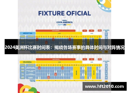2024美洲杯比赛时间表：揭晓各场赛事的具体时间与对阵情况